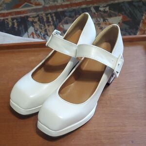 Women Block Heel Mary Jane Shoes, High Heel Pumps Square Toe Dress Pumps
